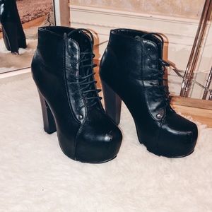 Glaze platform lace up heel boots
